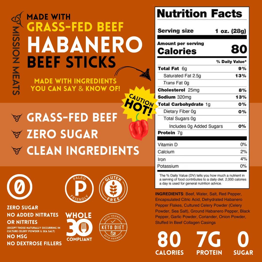 Grass Fed Beef Sticks, Habanero