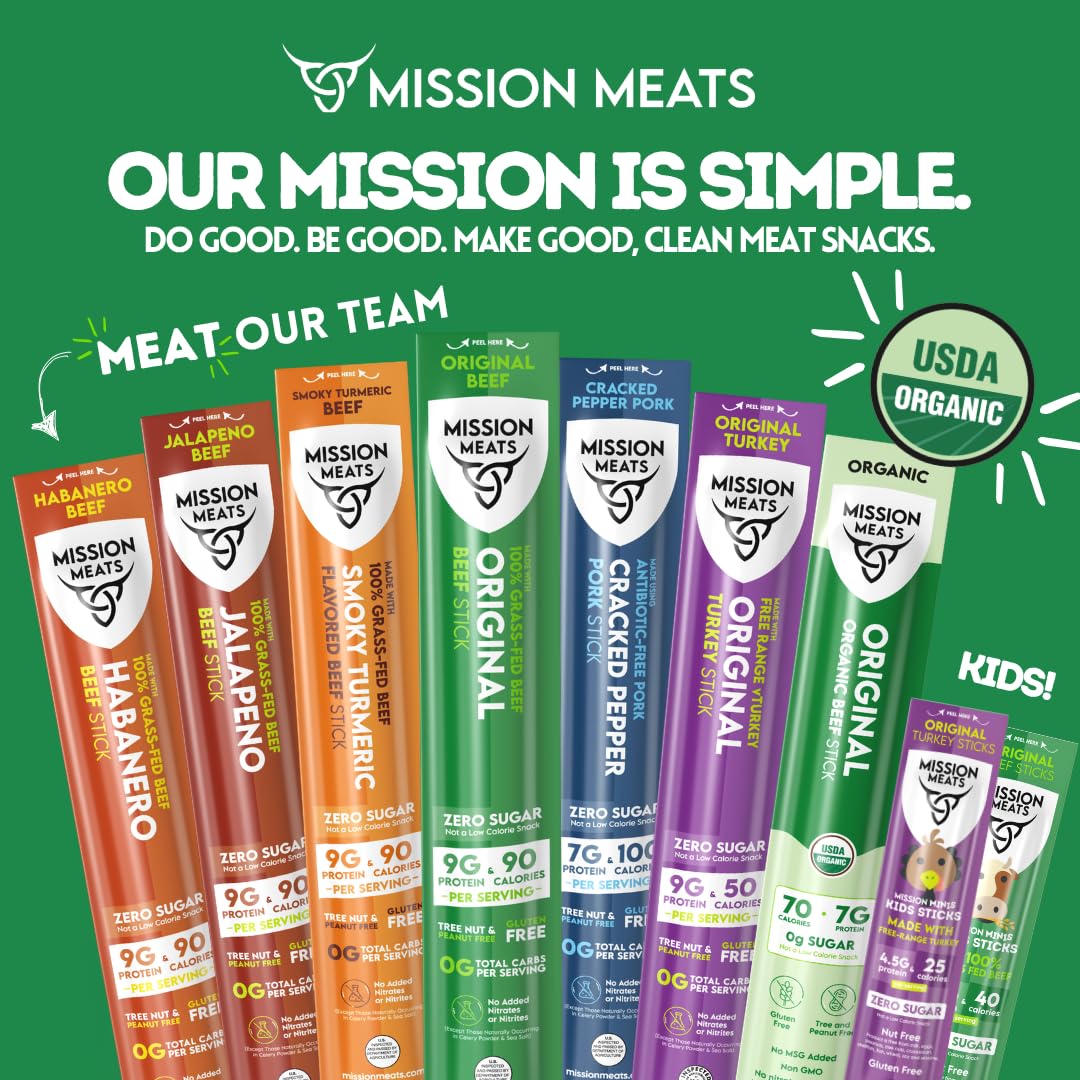 Kids Beef Sticks (100% Grass Fed & Pasture Raised Beef, Sugar & Allergen Free)