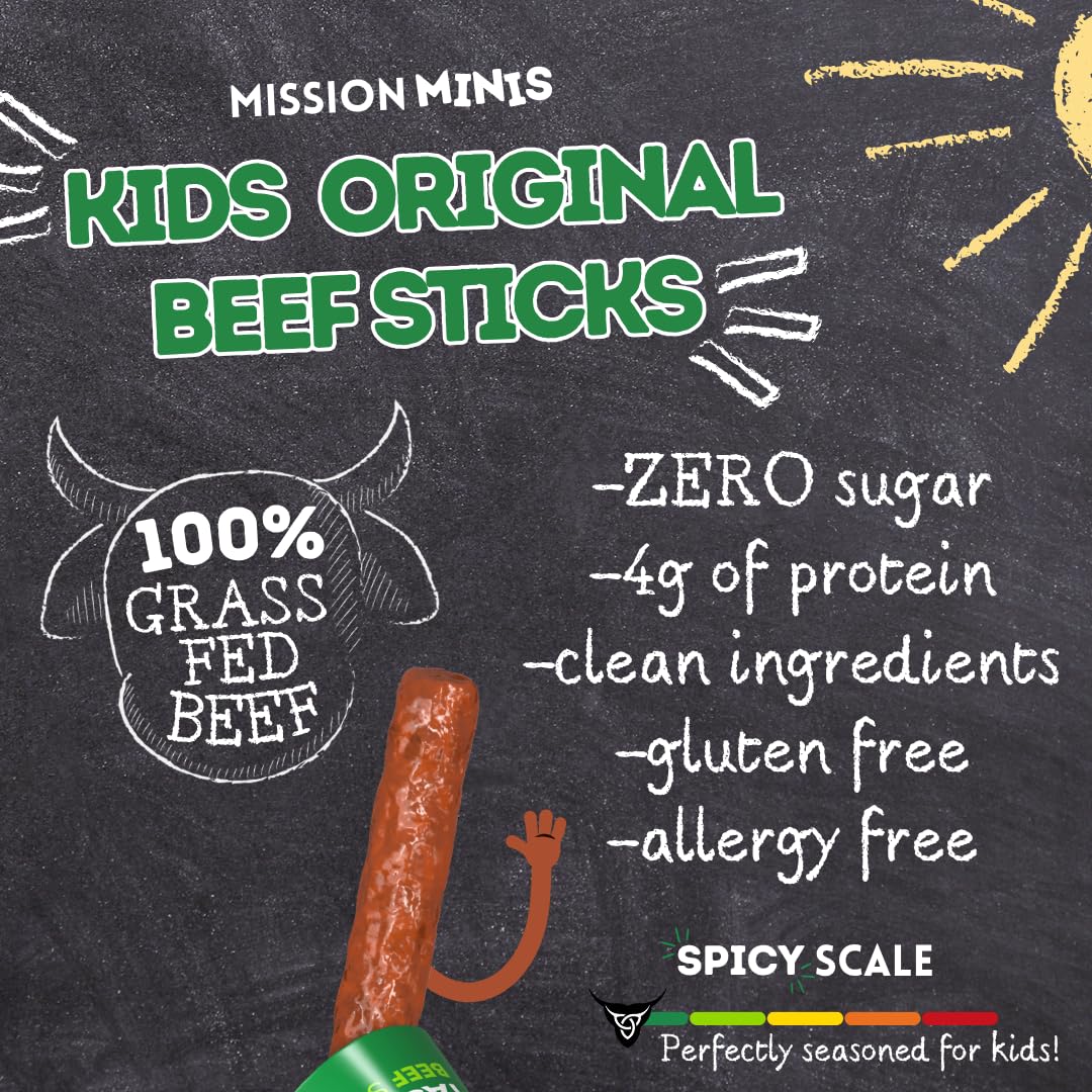 Kids Beef Sticks (100% Grass Fed & Pasture Raised Beef, Sugar & Allergen Free)